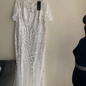 Long ceremony white dress